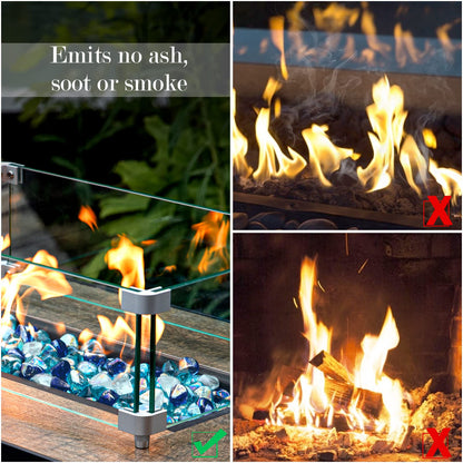 GASPRO 20 Pound Fire Glass Diamonds 1 Inch, Fire Pit Glass Rocks for Gas Fireplace and Fire Pit, Blend of White, Cobalt Blue and Margarita Azura Blue, High Luster