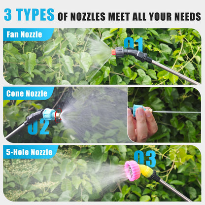 2 Gallon Battery Powered Sprayer, Electric Garden Sprayer, Pump Sprayer with 3 Mist Nozzles & USB Rechargeable Handle & Retractable Wand & Adjustable Strap for Lawn, Garden, Yard(Blue)