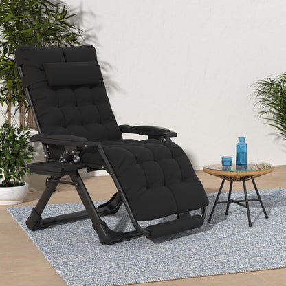 Slendor Oversized Zero Gravity Chairs XL, Padded Anti Gravity Chair, 29in Zero Gravity Lounge Chair, Folding Reclining Chair w/Aluminum Alloy Lock, Headrest, Cup Holder, Support 440lbs, Black