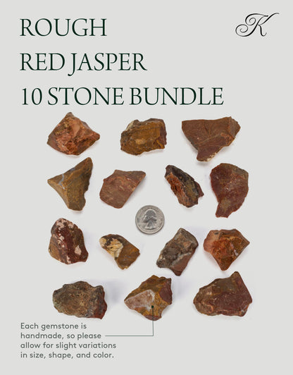 KALIFANO Rough Red Jasper 10 Stone Bulk Bundle with Healing & Calming Effects - AAA Grade High Energy Raw Jaspe Rojo - Reiki Crystal Used for Rock Tumbling and Lapidary (Family Owned and Operated)