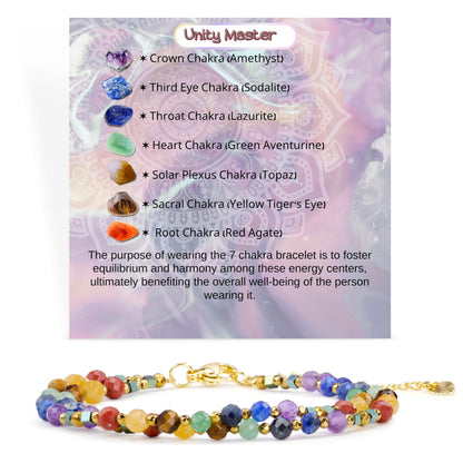 Farfume Chakras - Well-Being - Crystal Beaded Bracelets, Chakra 4mm Natural Stone Beads Bracelets, Gemstone Spiritual Jewelry Gifts for Mother's Day
