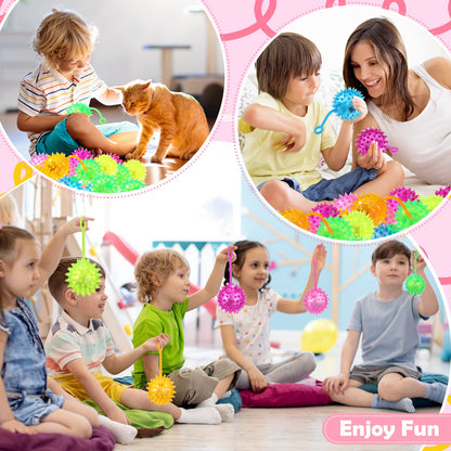 Sotiff 60 Pcs Light up Ball Spiky LED Bouncy Ball Flashing Squeaky Multicolor Puffer Toy Rubber Sensory Toy Carnival Prizes Bulk Party Favors for Teens, Adults, Children