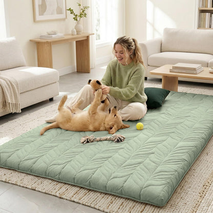 ZonLi Japanese Floor Mattress Futon Mattress Twin Size, Thicken Roll Up Tatami Mat 100% Cotton Washable Cover, Portable & Foldable Floor Bed Mattress for Sleeping, Dormitory, Adult Kids, Green