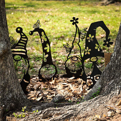 RealSteel Metal Garden Gnomes Outdoor – 4 Pack Steel Lawn Ornaments & Statues, Funny Yard Décor, Weatherproof Garden Decorations, Whimsical Yard Art, Holiday Seasonal Décor, Unique Gift for Gardeners