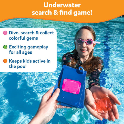 Skillmatics Pool Toys - Seek & Splash, Search & Find Water Game, Swimming Pool Dive Toy for Kids, Summer Fun & Gifts for Boys & Girls Ages 6, 7, 8, 9, 10, 11 & Up, Includes 64 Colorful Gems