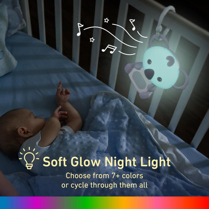 Pure Enrichment PureBaby Hanging Koala Sound Machine - Portable Travel Sleep Aid/Night Light & Detachable Hanging Ring - White Noise, Hush, Lullabies & More Sounds for Car Seat, Stroller & Bassinet