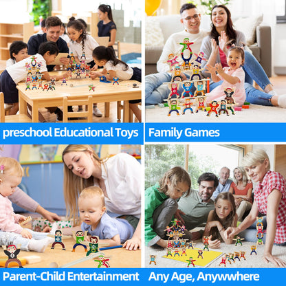 moopok Wooden Stacking Toys,16Pcs Circus Hercules Acrobatic Troupe Interlock Toy,Balancing Building Blocks Game Toddler Puzzle Toys,for 3 4 5 6 Years Old Kids Adults