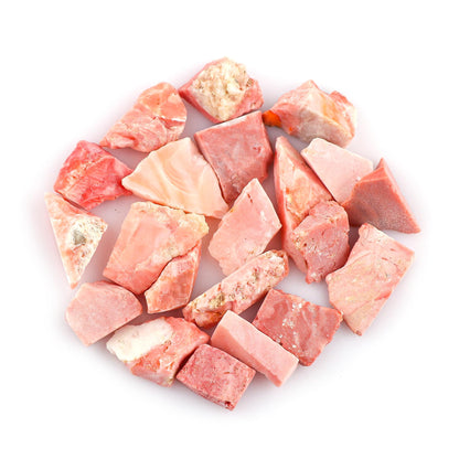 CRYSTALINES 5pcs Wholesale Natural Raw Pink Opal Gemstone, Untreated Rough Stones, DIY Jewelry Making, Bulk Loose Supplies, Chakra Healing Crystals, October Birthstone, Gem Collection
