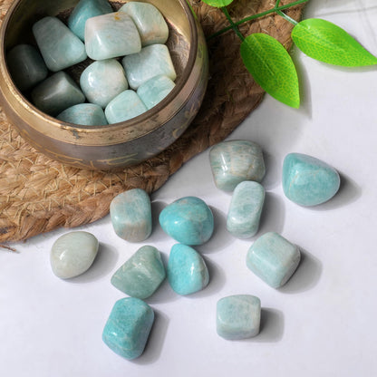1/2lb Amazonite Tumbled Stones, Polished Crystals Healing, Natural Stones, Feng Shui, Chakra Balancing, Good Luck, Reiki Gift, Home Decor, Size 20-25 Mm, Polished Gemstones