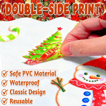 Christmas Window Clings,9 Sheets Christmas Party Window Clings Decoration, Decals for Glass Windom Indoor and Outdoor Home Decor, Santa Claus,Snowman