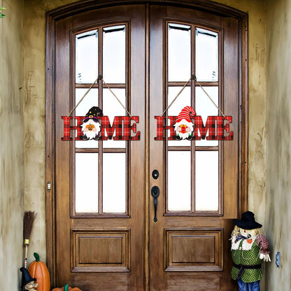 Purpeak 13 Pcs Interchangeable Gnome Home Sign Wooden 3D Christmas Winter Seasonal Door Decor Farmhouse Rustic Home Decoration for Holiday Wall Decor Gift(Red, Black)