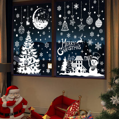 YLXLLSM Christmas Window Clings Decorations for Glass Window, 9 Sheets Winter Snowman Tree Snowflake Christmas Stickers Decoration, Double Sided Removable Xmas Decal for Home Party School Office Decor
