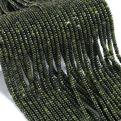 150PCS 2x4mm Natural Green Garnet Jades Stone Rondelle Beads Abacus Disk Stone Beads Round Loose Spacer Gemstone for DIY Bracelet Necklace Jewelry Making