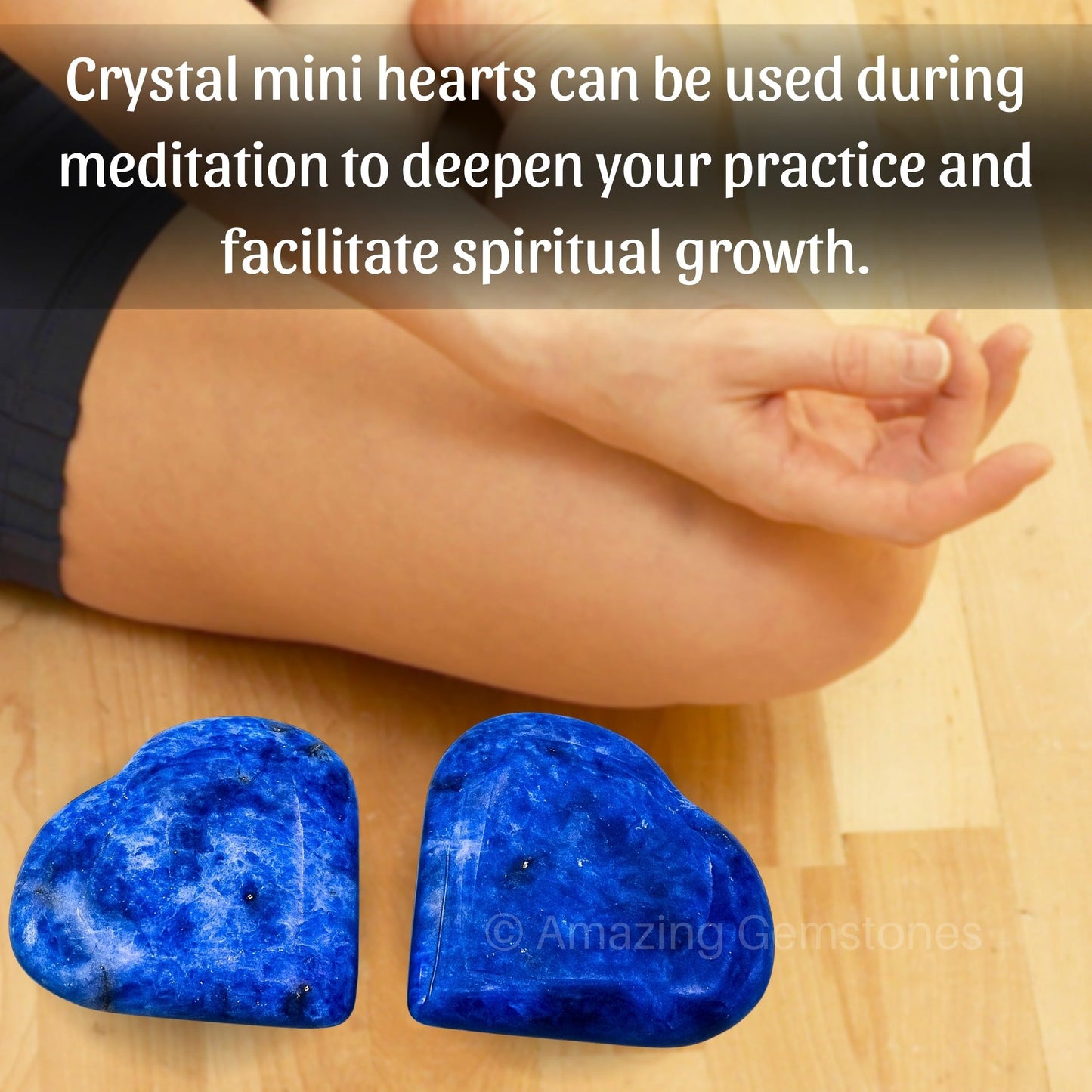 Amazing Gemstone Sodalite Stone Heart - Pack of 2 Crystal Heart Stones Rocks - Corazones De Piedra Crystals and Healing Stones Heart Shaped Crystal - Stocking Stuffers Gifts