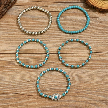 LOTSOF Western Turquoise Beaded Bracelet, Chic Stack Beaded Western Style for Country Concerts, Cowgirl Outfits & Boho Jewelry (Western Bracelets)