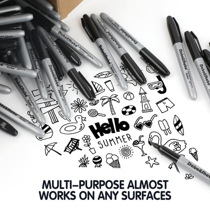 Dabo&Shobo Permanent Markers, 160 Pack Black Permanent Markers Bulk, Fine Tip, Quick Drying, Waterproof Markers, Work On Wood, Metal, Plastic, Stone, Glass For Office School Home