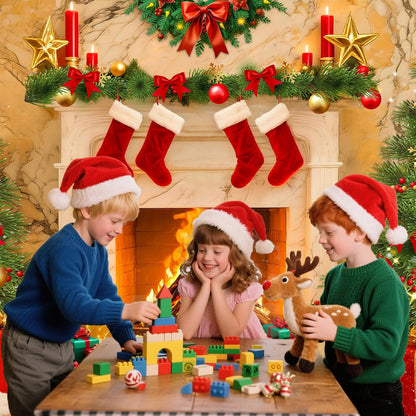 Christmas Backdrops for Photography, Fireplace Photo Backdrop for Wall Photoshoot, Xmas Background Holiday Party Tree Red Socks Gifts Decorations 7x5FT