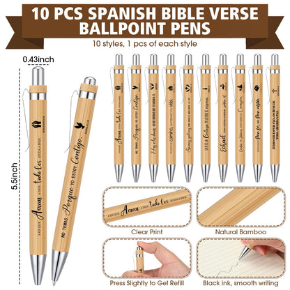 Resurhang 20 Pcs/10 Sets Regalos Cristianos En Español Spanish Christian Notebooks with Pen Spanish Religious Gift Bulk Motivational Journals Inspirational Pen Thank You Gift for Church (Kraft Color)