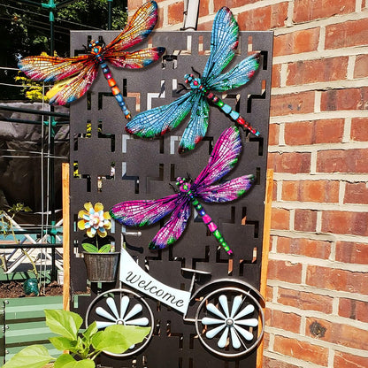 SUNREEK Metal Dragonfly Wall Decor, 9 Inches Dragonfly Outdoor Wall Art for Fence Garden Yard Patio Decorations