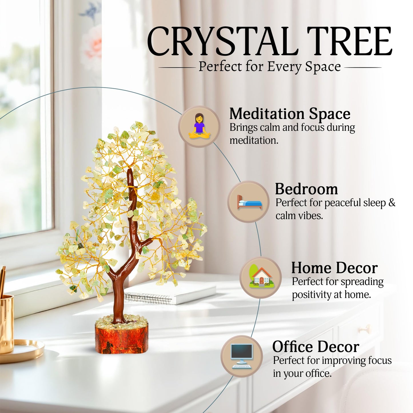 YATSKIA Green Jade Tree - Crystal Tree for Positive Energy - Crystals and Stones - Crystal Decor - Positive Energy Gifts for Women - Jade Stone - Meditation Decor