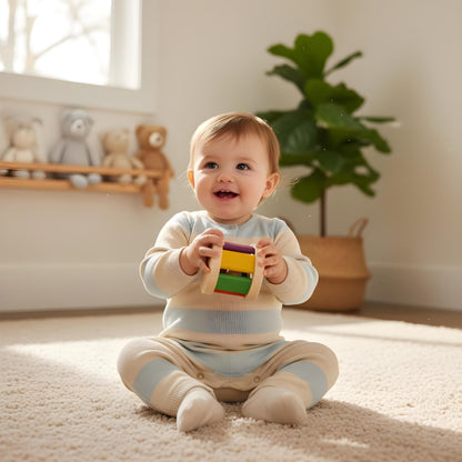 PlanToys® Wooden Roller Rattle Toy for Babies | Montessori Baby Sensory Toy with Gentle Sound | Eco-Friendly Crawling & Motor Skill Toys for Infants