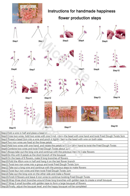 Crystal Artificial Flower Bouquet Material Set, Including 300 Acrylic Petals, 300 Beads, and 50 Iron Wires, Used for DIY Bouquets for Home Garden, Party, and Wedding Decoration (Pink)