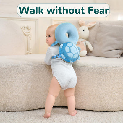 Baby Head Protector Backpack for Falling Crawling and Walking Toddler Essentials Harness Infant Koala Toys Helmets Baby Essentials Must Have 0.5-2 Years (Blue_Turtle)