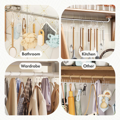 Bathway Shower Curtain Hooks, 12Pcs Plastic Shower Hooks for Shower Curtain, Clear Double Hook Shower Curtain Hooks Rust Proof Shower Curtain Hangers