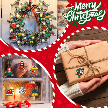 Syhood 63 Pcs Mini Christmas Tree Ornaments Set Decoration Gadget Small Skirt Star Topper Miniature Hanging Ornament with Light for Holiday Xmas
