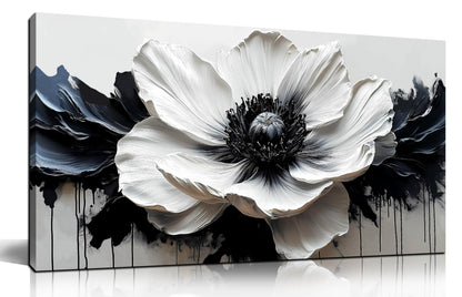 HUBOSKN Flower Canvas Wall Art for Living Room - Black and White Wall Art for Bedroom - Modern Wall Decor for Bedroom Women Size 20" x 40"