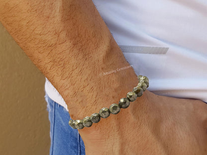 Amazing Gemstone Pyrite Bracelet for Women - Chakra Mens Bracelet Protection Crystals and Healing Stones - Blessing Bracelet Spiritual Meditation Gift Christmas Stocking Stuffers