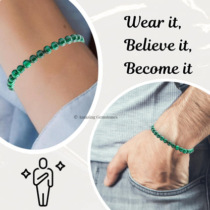 Amazing Gemstone Malachite Bracelet for Women Men's Gifts - Protection Healing Crystal Bracelet - 6mm Gemstones Beaded Adjustable Bracelet Pulseras Para Hombres Mujer Stocking Stuffers