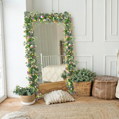 ASTNIC 2 Pack 5.68 FT Artificial Daisy Garland with 3D Butterfly, Hanging Fake Flowers Greenery Eucalyptus Garland Floral Vines for Wedding Table Home Room Sping Decor