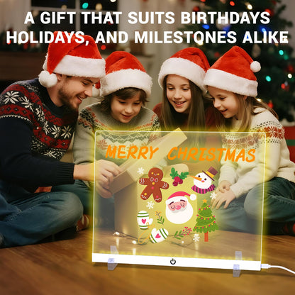 LED Drawing Board Control by APP/Remote/Music Syn/Touch Button, Doodle Glow, Acrylic Dry Erase Board with LED Light, Glowing Memo, Ideal for Office/Home/Outside/Adult/Kids