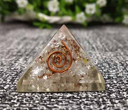 Amazing Gemstone Clear Quartz Orgone Pyramid - 30mm Small Orgonite Pyramids with Crystals and Healing Stones - Authentic Organite Gifts