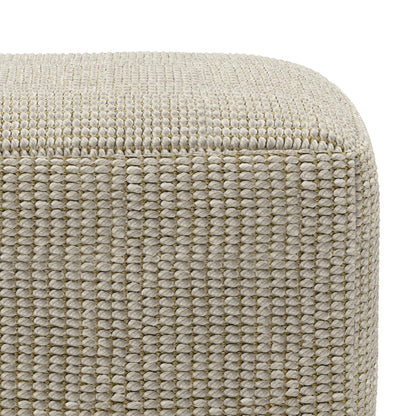 SIMPLIHOME Zelma Square Pouf – 18 inch Wide Upholstered PET Polyester Ottoman in Cream and Natural, Boho Indoor/Outdoor Footstool or Extra Seating for Living Room, Bedroom, or Patio, Assembled