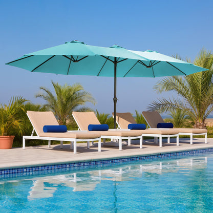 Ayge 15FT Patio Umbrella with Base,Large Outdoor Double-Sided Rectangle Umbrella with Crank Handle, Market Umbrella for Poolside Garden Deck Backyard Beach Pools,Light Blue