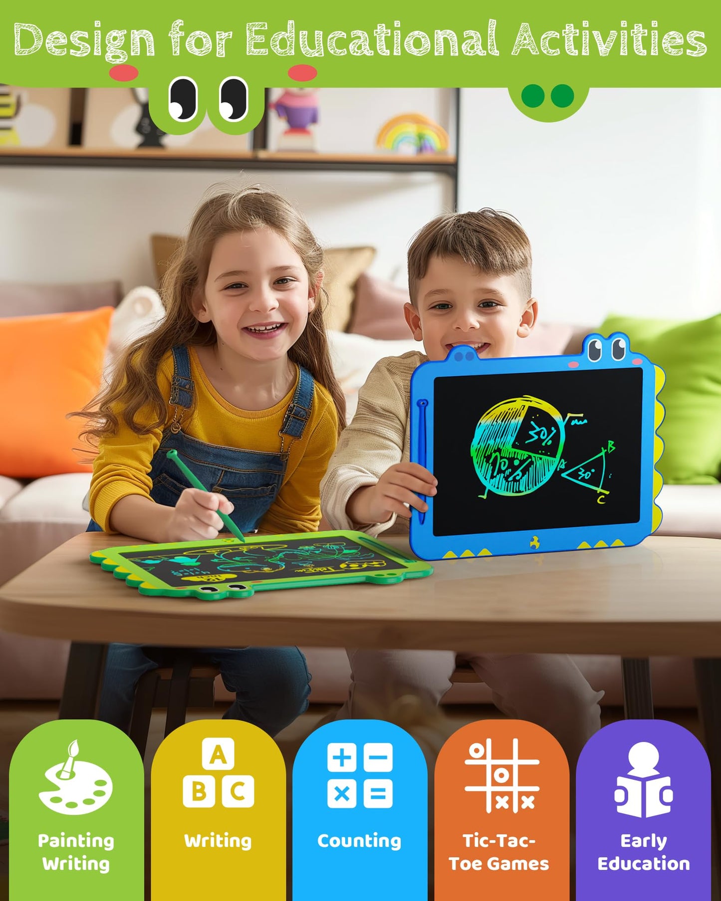 12 inch LCD Writing Tablet for Kids, Unicorn Toys Gifts for Girls Aged 3-5, Toddler Girl Kids Educational Travel Toy, Birthday Gift for 3 4 5 6 7 8 9 Year Old Girl (Green