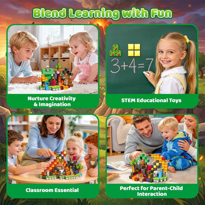 Tasalia 200PCS Magnetic Building Blocks for Kids Ages 3+, 0.8 Inch Magnetic Blocks, Magnetic Cubes Toys, STEM Educational Stacking Blocks for Boys Girls, Perfect Holiday Birthday Gift(Volcano Sword)