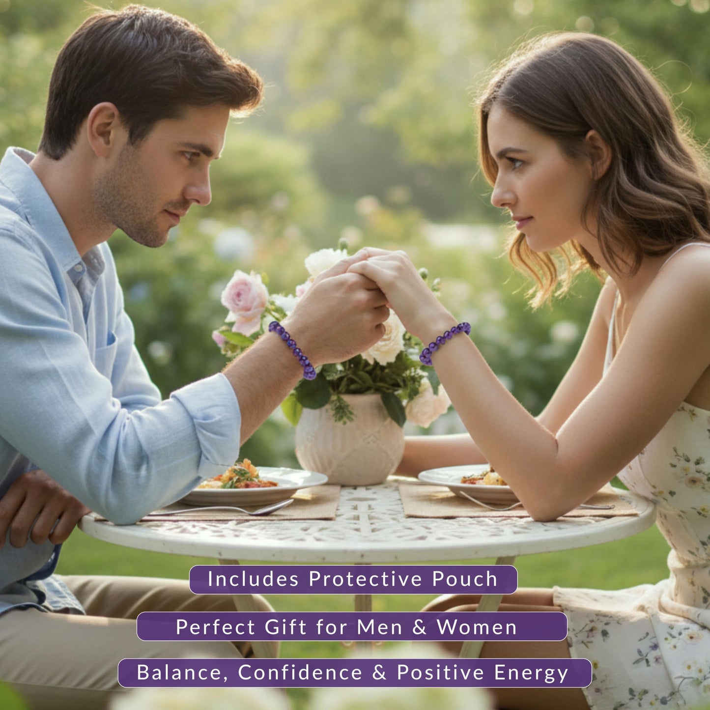 Cherry Tree Collection Amethyst Beaded Bracelet – Genuine 8mm Gemstone Stretch Bracelet for Men & Women – Handmade Crystal Bracelet - (Amethyst - S)