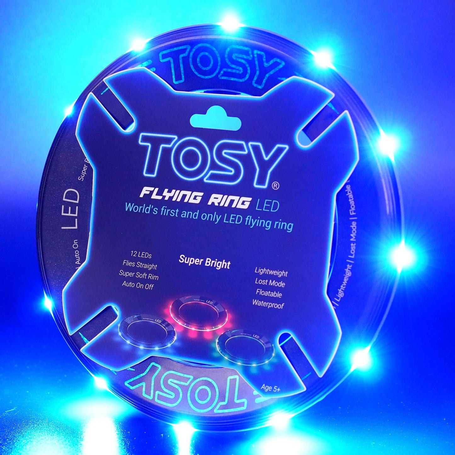 TOSY Bundle of 2 - Blue + Green - Flying Ring 12 LEDs Super Bright