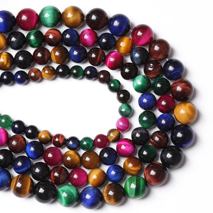 6mm 60PCS Colorful Tiger Eye Natural Stone Beads Crystal Spacer Loose Beads for Jewelry Making DIY Bracelet 1 Strand 15 inches