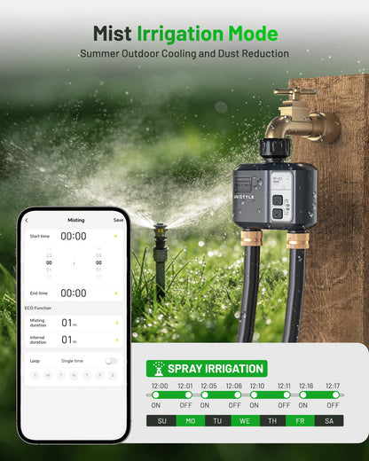 [All-New 2027] 1700FT WiFi Sprinkler Timer 2 Zone, Unistyle Smart Hose Timers Compatible Alexa & Google Voice and App Control, Water Timer for Garden Hose with Auto & Manual Modes for Garden Lawn