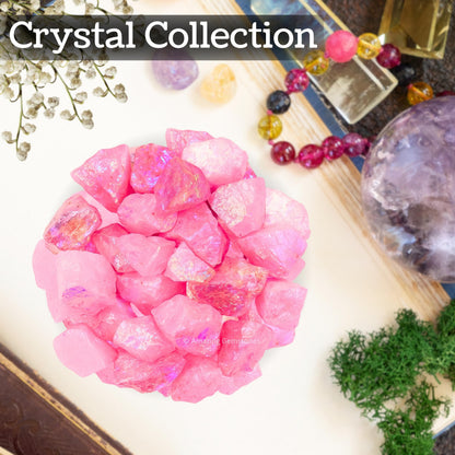 Amazing Gemstone Angel Aura Rose Quartz Raw Crystals and Healing Stones, Natural Rocks for Tumbling and DIY Raw Stones and Crystals (1 Piece)