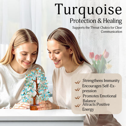 YATSKIA Turquoise Crystal Tree - Gemstone Tree - Tree of Life - Crystal Home Decor - Good Luck Charms - Spiritual Gifts for Women - Gemstones and Crystals - Chakra Stones - Meditation Decor