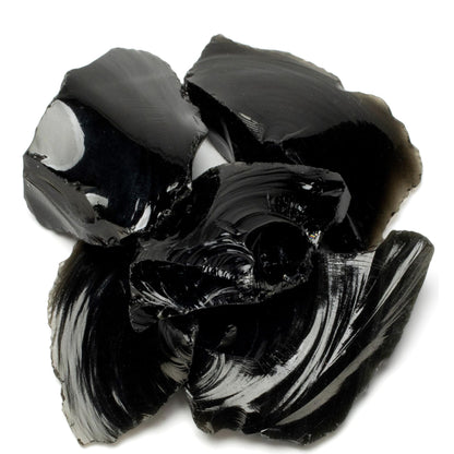 KALIFANO Rough Obsidian 5 Stone Bundle with Healing & Calming Effects - AAA Grade High Energy Raw Obsidiana - Reiki Crystal Used for Rock Lapidary (Family Owned and Operated)