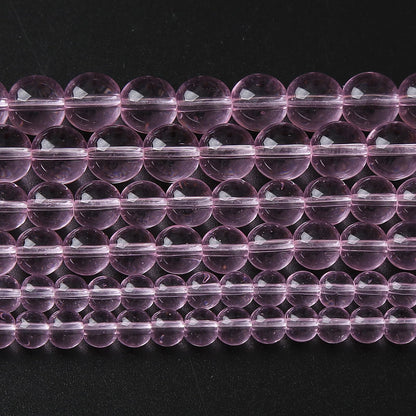 8mm 45pcs Smooth Rose Pink Glass Beads Quartz Crystal Round Loose Beads for Jewelry Making DIY Bracelet Necklace