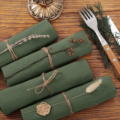 Socomi Cloth Napkins Green Fall Thanksgiving Washable Reusable Bulk Linen Cotton Napkins Set of 4 17"x17" for Wedding Party Bridal Baby Shower Birthday Dining Table Decorations