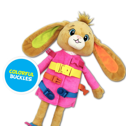 June Garden 16" Dressy Friends Bunnie - Educational Stuffed Plush Doll for Kids and Toddlers 2 Years and Up - Montessori Soft Toy Doll