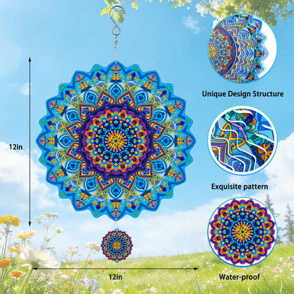 Katinyos 3D Wind Spinner, 12 inch 3D Kinetic Metal Garden Spinners, Rustproof Metal Garden Decor Yard Art, Wind Sculptures Ideal Gift for Homeowners & Garden Lovers